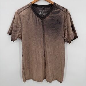 Affliction Standard Series Graphic Brown Bleach Wash V‎ Neck T Shirt Medium
